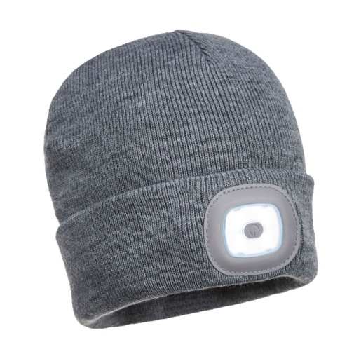 Portwest Grey Beanie Hat with LED Light