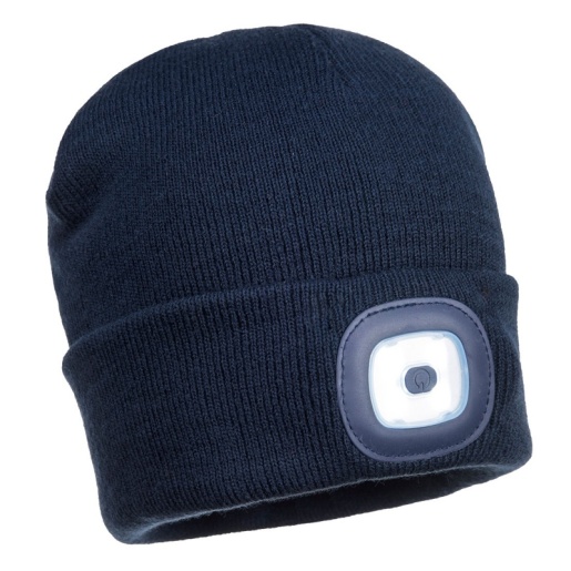 Portwest Navy Beanie Hat with LED Light