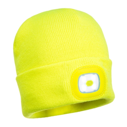 Portwest Yellow Beanie Hat with LED Light